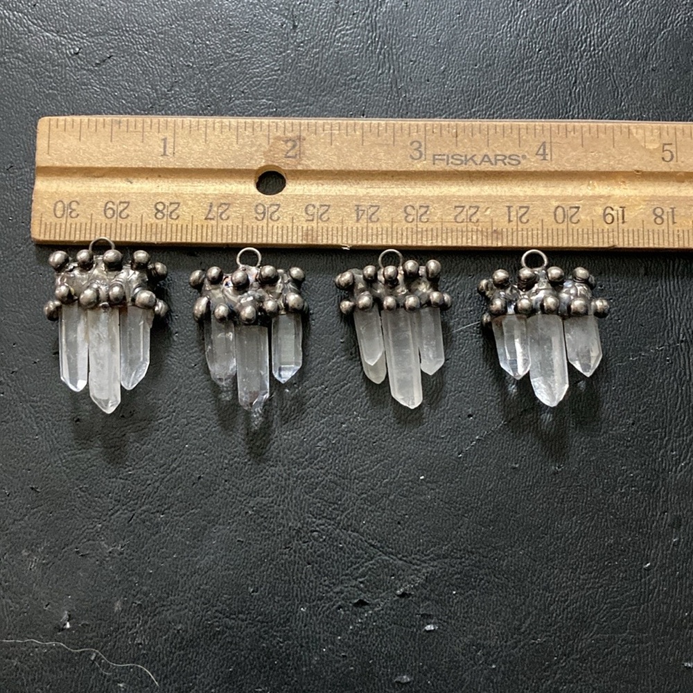 Handmade Genuine raw crystal quartz maille stainless steel boho goth necklace - Picture 9 of 13